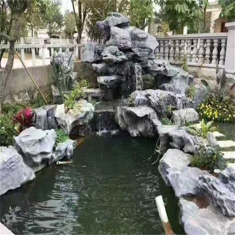 潍坊庭院假山鱼池图片